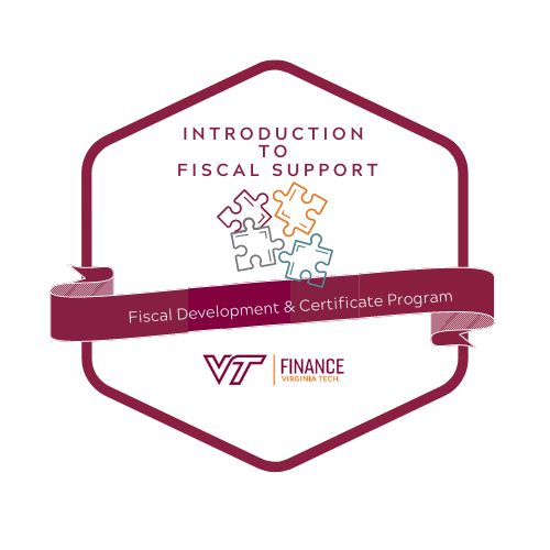 image of a digital badge that reads Introduction to Fiscal Support 
