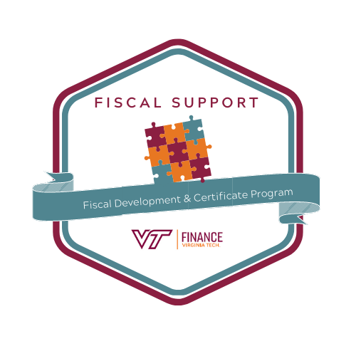 image of a digital badge that reads Fiscal Support Certificate Program