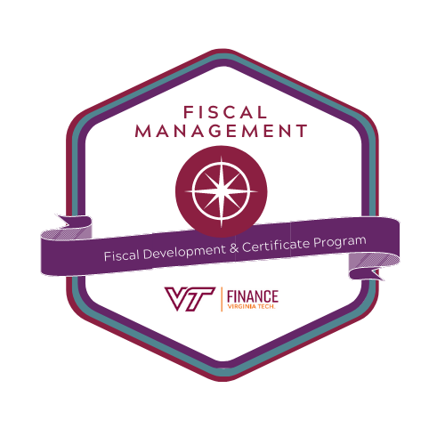 image of a digital badge that reads Fiscal Management Certificate Program